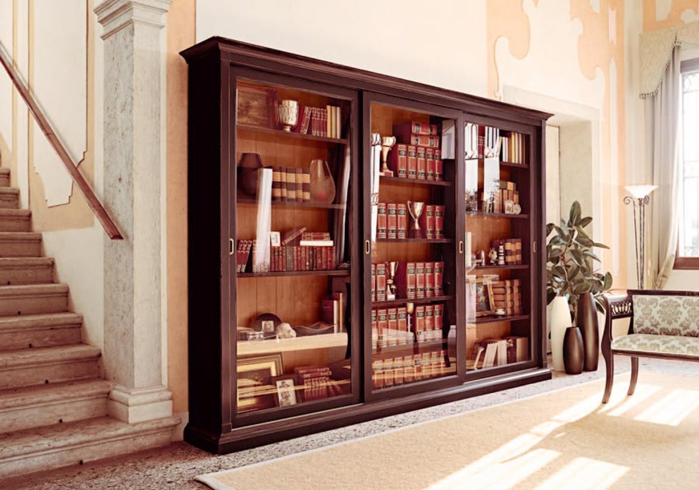 лазурит книжный шкаф со стеклянными дверцами